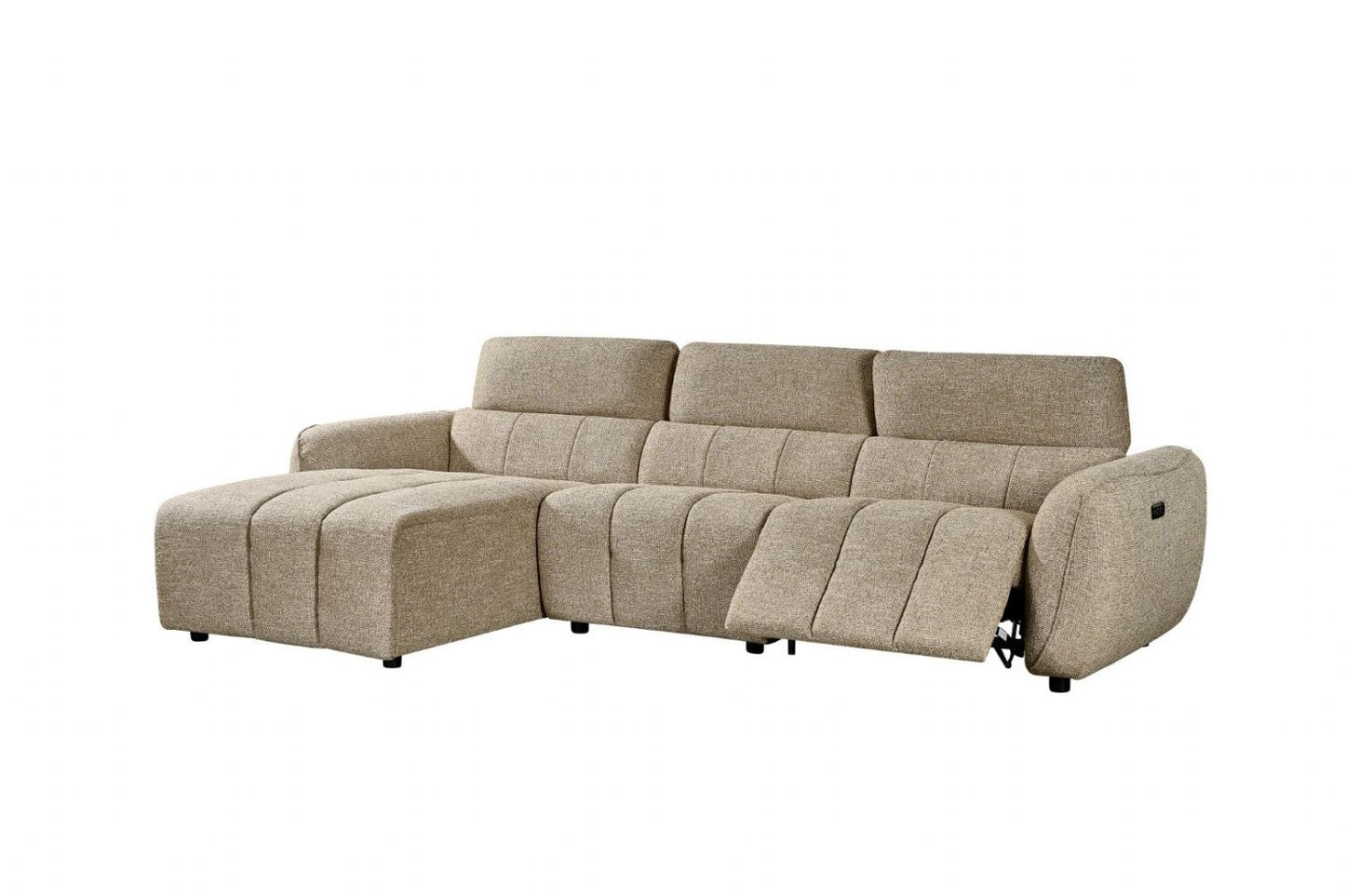 Mocha Fabric Electric Recliner Corner Sofa Left Hand Facing