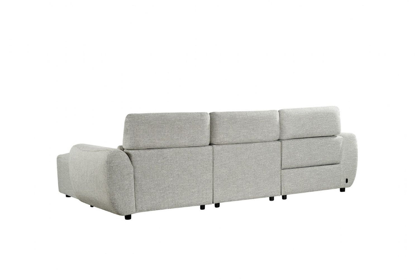 Silver Woven Fabric Left Hand Facing Electric Recliner Sofa