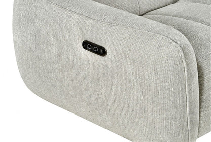 Silver Woven Fabric Left Hand Facing Electric Recliner Sofa