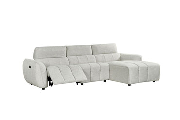 Silver Fabric Electric Recliner Corner Sofa Right Hand Sofa