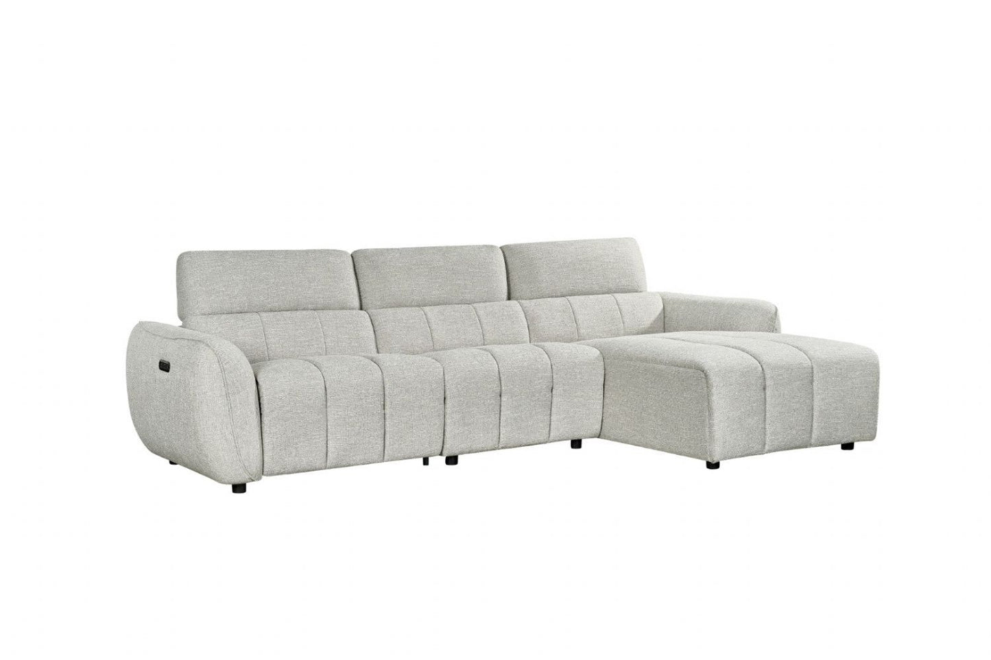 Silver Fabric Electric Recliner Corner Sofa Right Hand Sofa