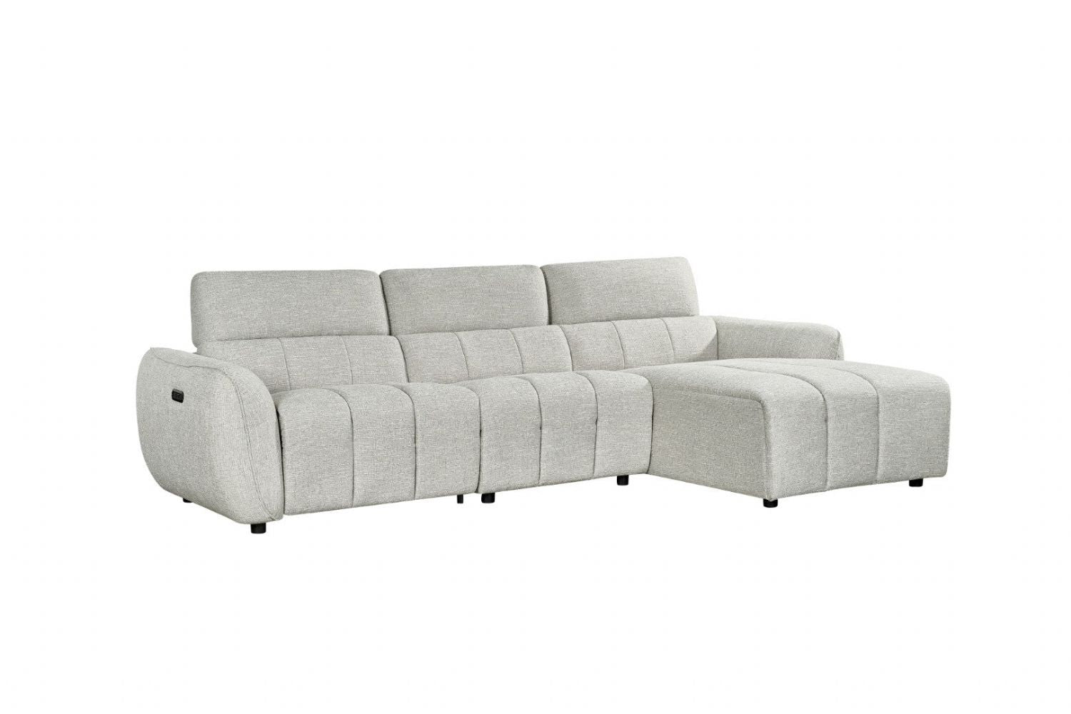 Silver Fabric Electric Recliner Corner Sofa Right Hand Sofa