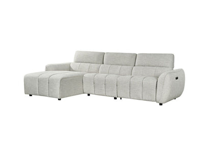 Silver Woven Fabric Left Hand Facing Electric Recliner Sofa
