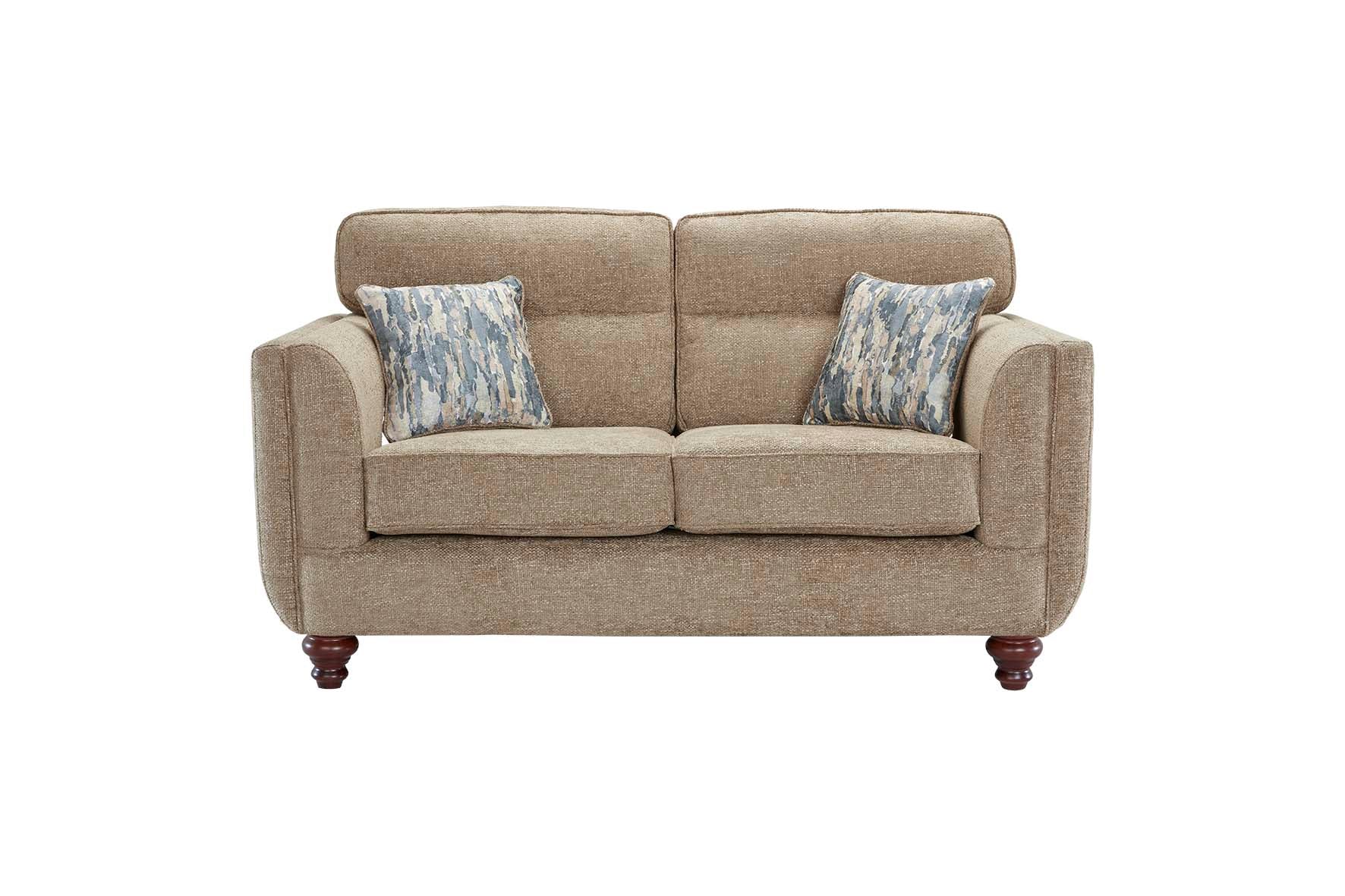 Turin Range Sofas In Venice Barley Brown Fabric With Cushions