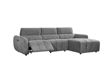 Charcoal Fabric Electric Recliner Corner Sofa RHF