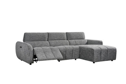 Charcoal Fabric Electric Recliner Corner Sofa RHF