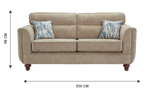 Turin Range Sofas In Venice Barley Brown Fabric With Cushions