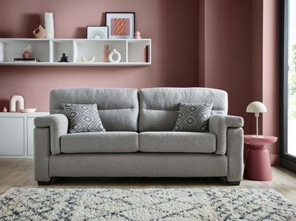 Valencia Modern Handmade Sofas In Teddy Slate Grey Fabric With Cushions