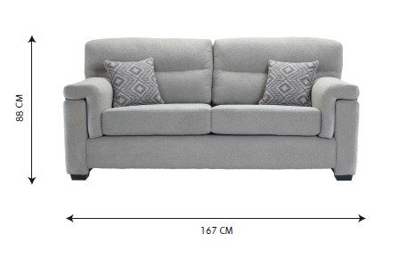 Valencia Modern Handmade Sofas In Teddy Slate Grey Fabric With Cushions