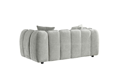 Grey Fabric Channel Tufted 2 Seater Sofa