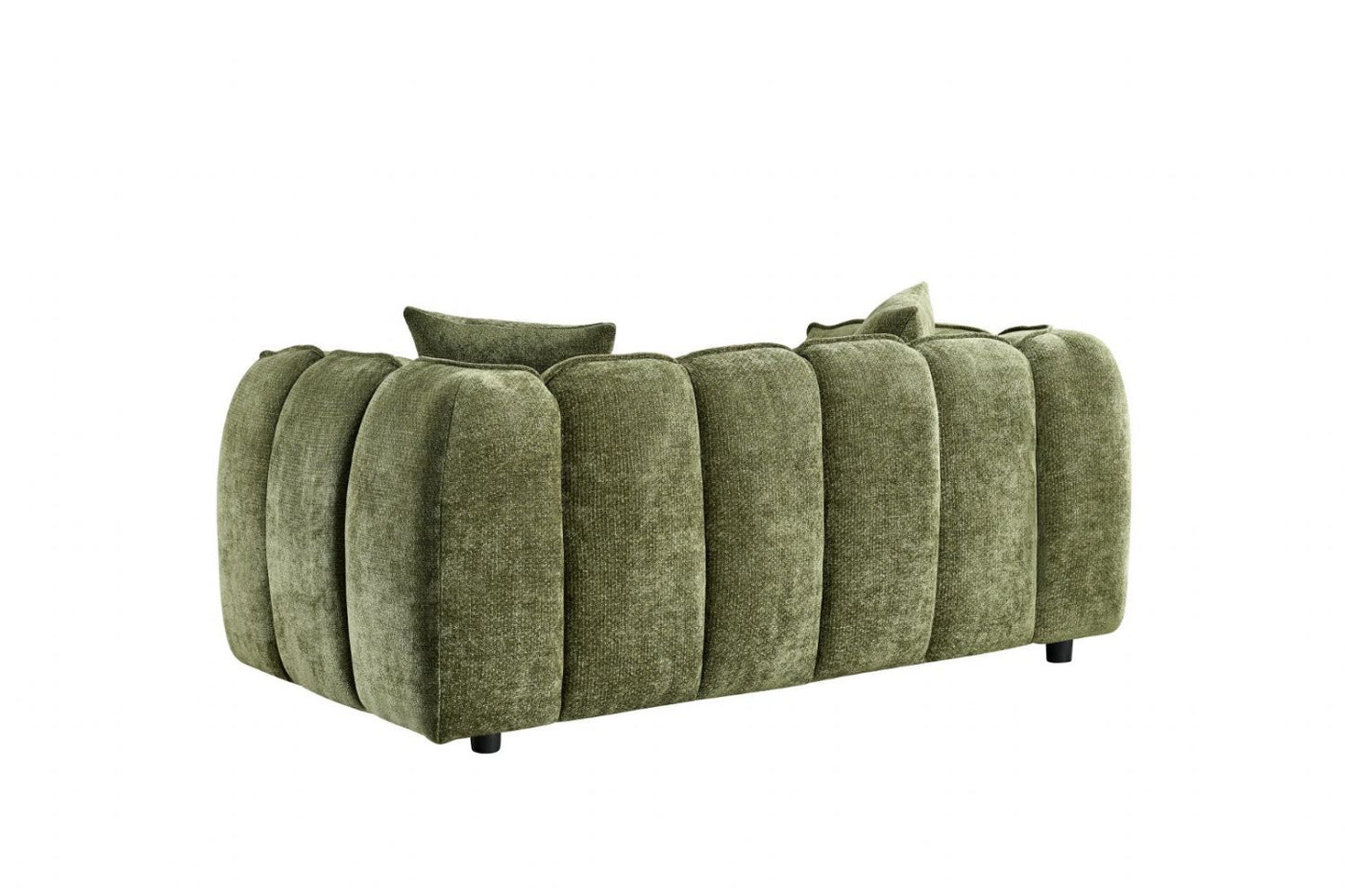 Olive Green Fabric Channel Tufted Design 2 Seater Sofa