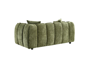Olive Green Fabric Channel Tufted Design 2 Seater Sofa