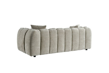 Beige Fabric Channel Tufted Design 3 Seater Sofa