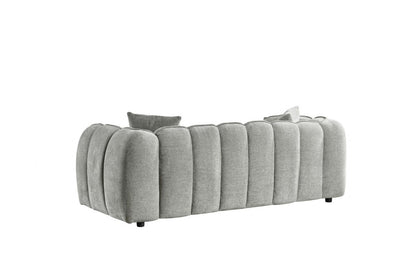 Grey Fabric Channel Tufted Design 3 Seater Sofa