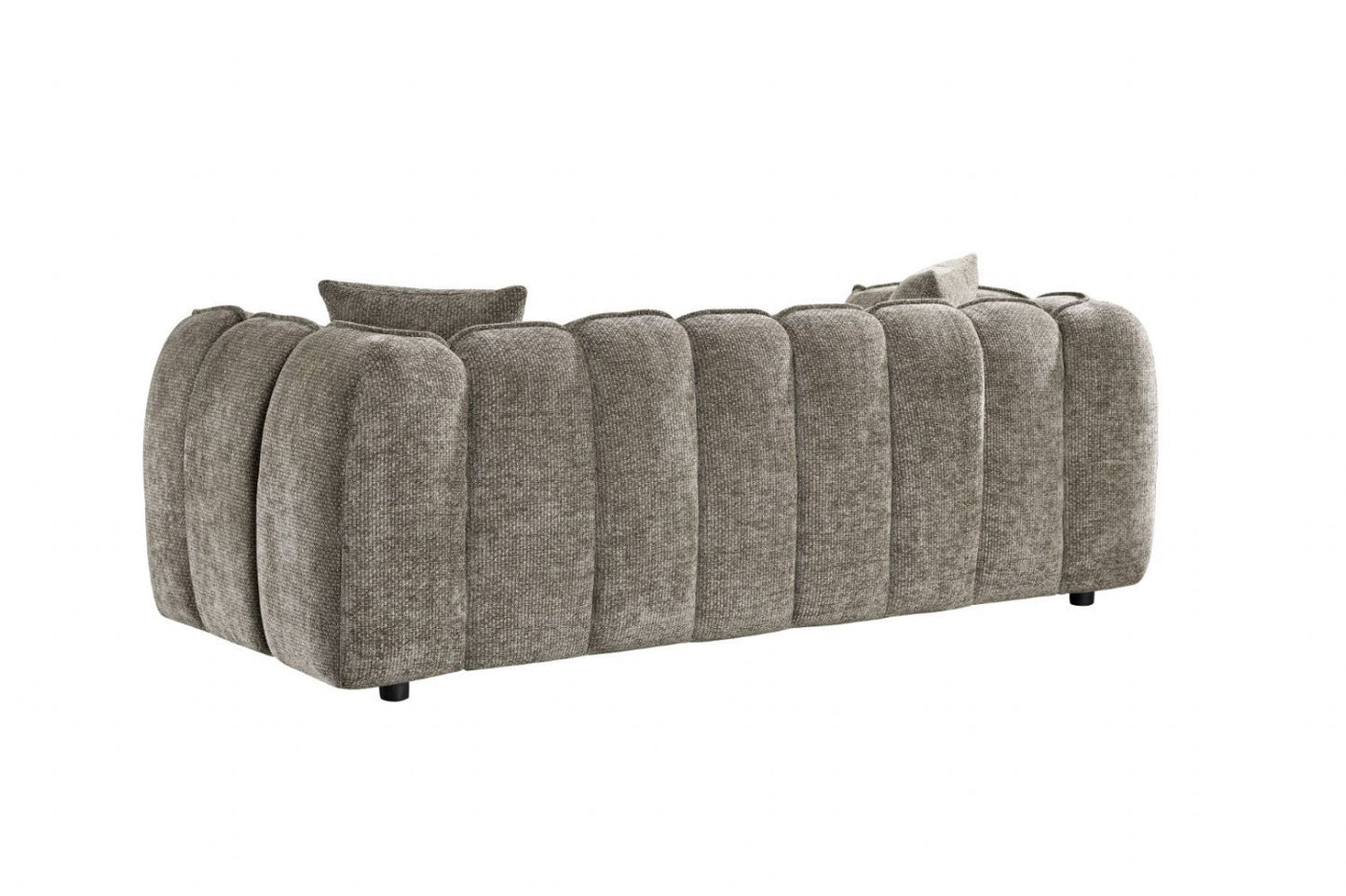 Mocha Fabric Channel Tufted Design 3 Seater Sofa