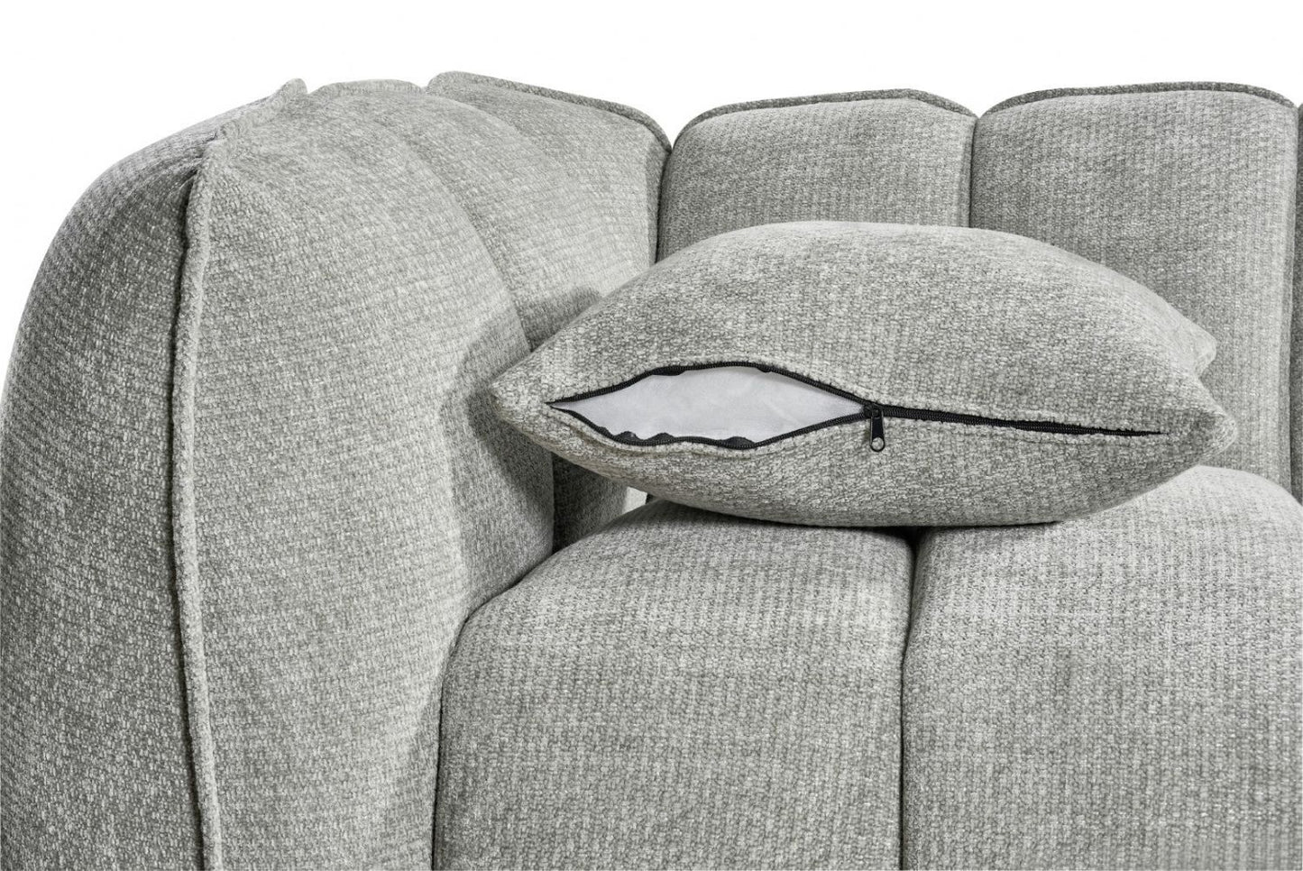 Grey Fabric Channel Tufted 2 Seater Sofa
