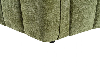 Olive Green Fabric Channel Tufted Design 3 Seater Sofa