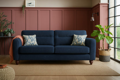 Turin Range Sofas In Venice Barley Brown Fabric With Cushions