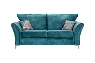 Verona Luxury Milano Teal Blue Fabric Sofa With Steel Legs