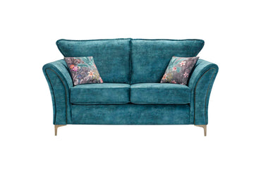 Verona Luxury Milano Teal Blue Fabric Sofa With Steel Legs