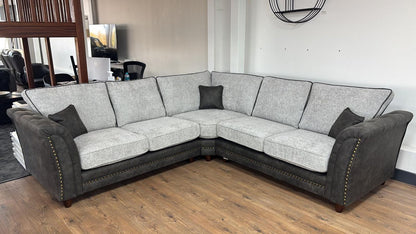 Dual Tone Grey Fabric Large Corner Fullback Sofa