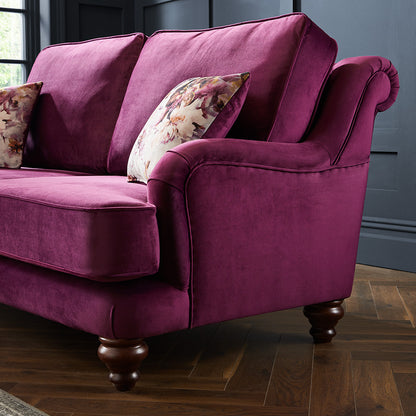 Alicante Purple Fabric High Sofa For Elderly Handmde Monaco Amethyst Set With Wooden Legs