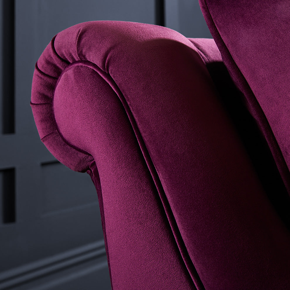 Alicante Purple Fabric High Sofa For Elderly Handmde Monaco Amethyst Set With Wooden Legs