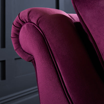 Alicante Purple Fabric High Sofa For Elderly Handmde Monaco Amethyst Set With Wooden Legs