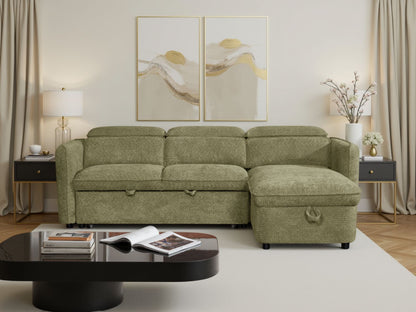 Green Fabric Universal Corner Chaise Sofabed