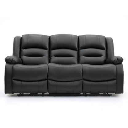 Black Leather Effect 3 Seater Electric Recliner Sofa