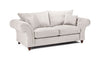 Stone Fabric Buttoned Back Fullback 3 Seater Sofa Scroll Arms