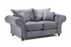 Grey Fabric 2 Seater Fullback Sofa with Tufted Arms