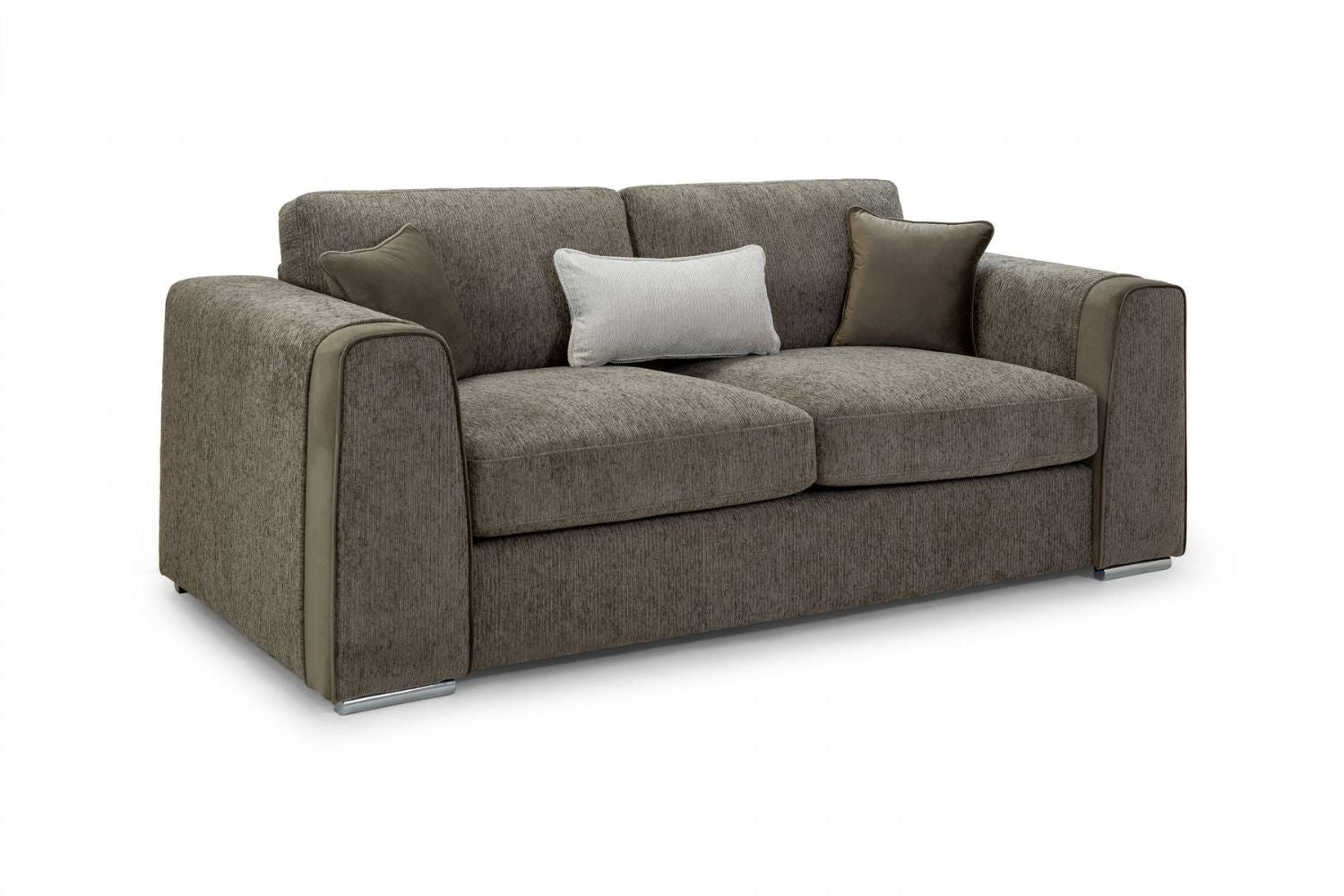 Mocha Chenille Fabric Standard Back 3 Seater Sofa