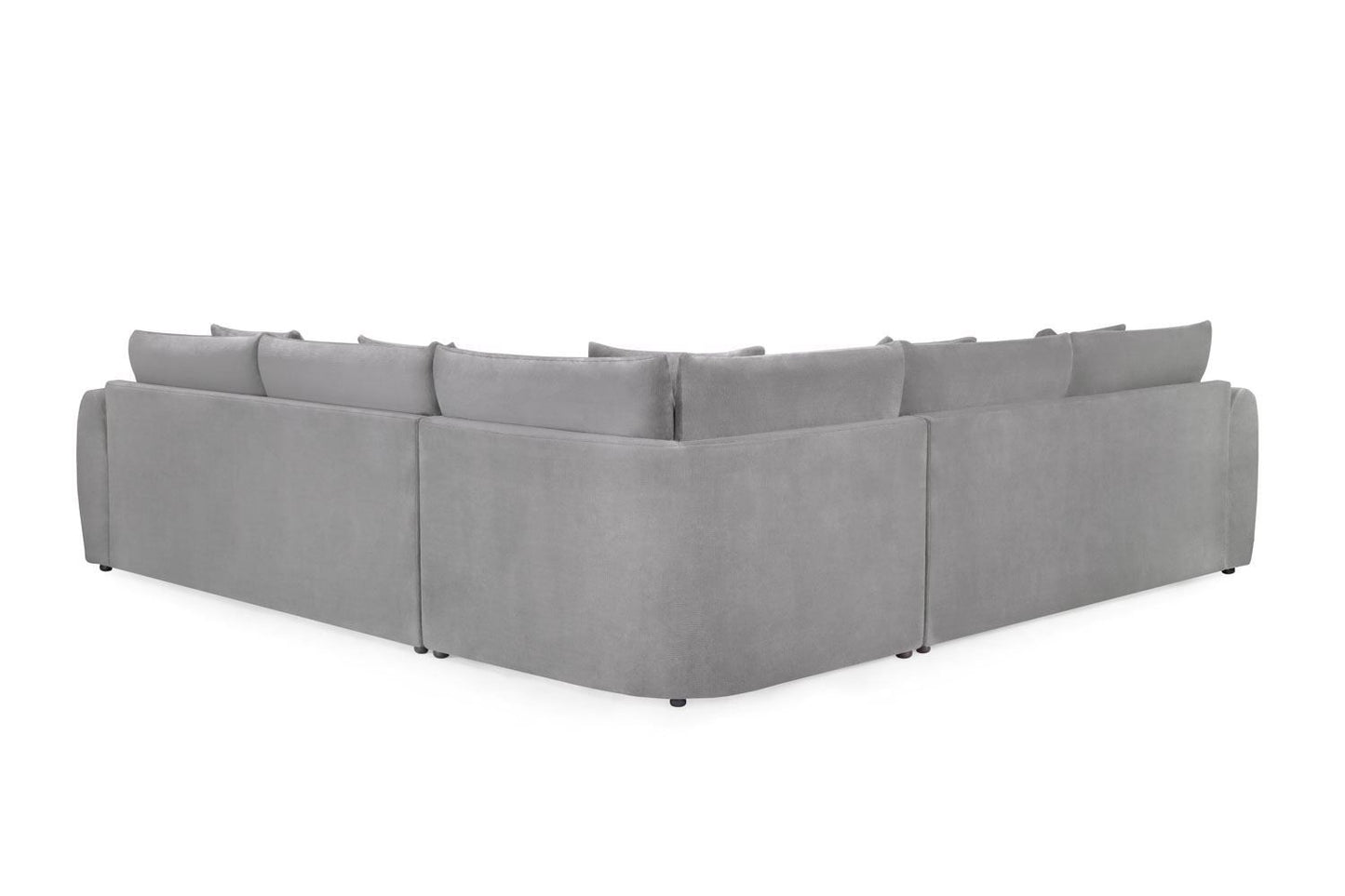Grey Fabric Large Corner Group Sofa Curved Arms