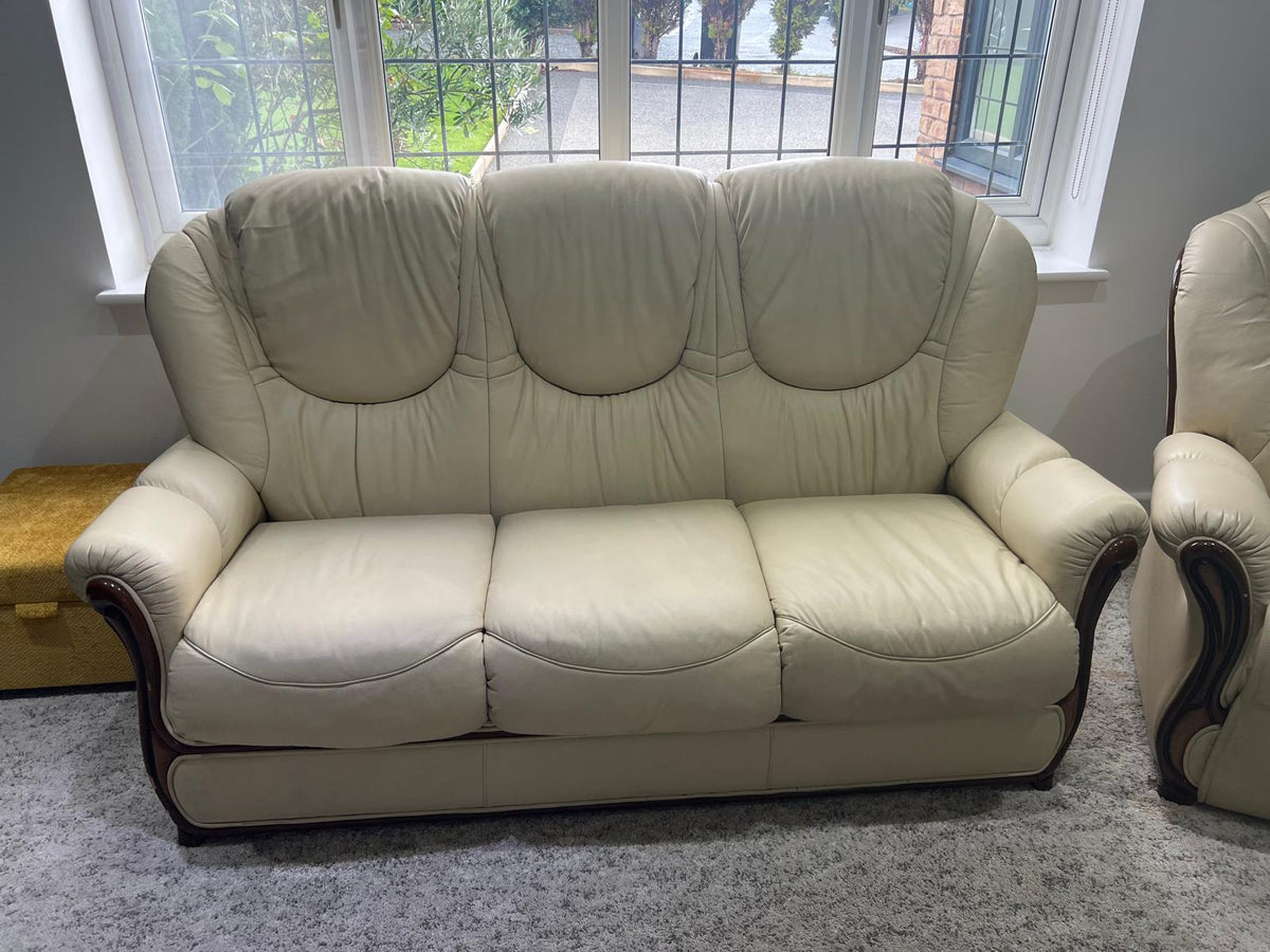 3+1 Cream Italian Leather - Pre-Owned