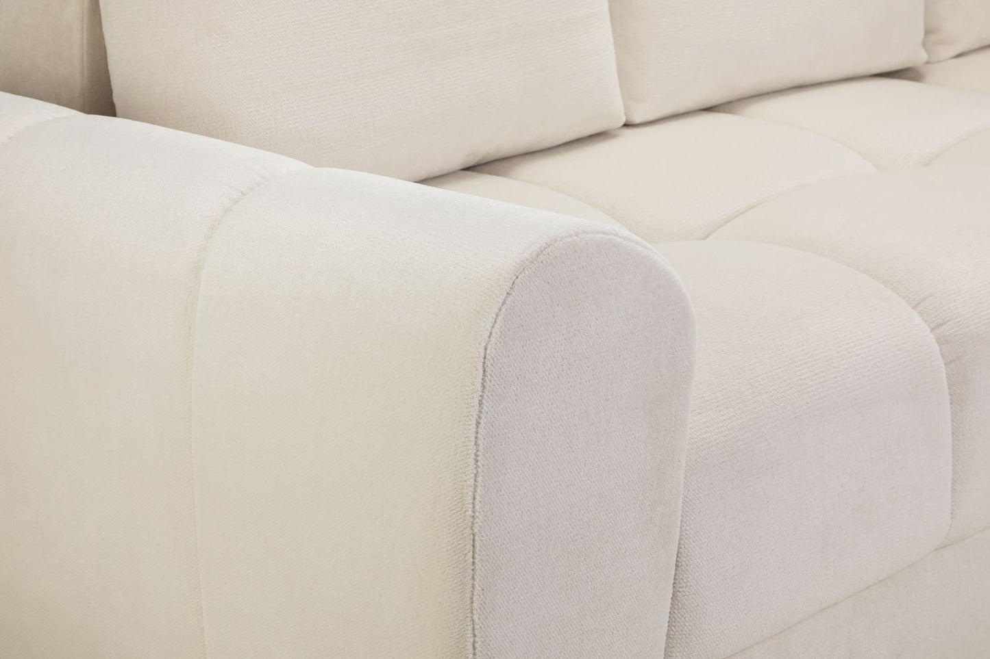 Cream Fabric Large Convertable Corner Sofabed with Storage