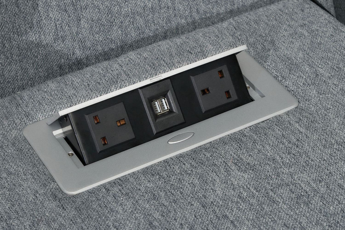 Grey Fabric Large Electric Corner Recliner Sofa