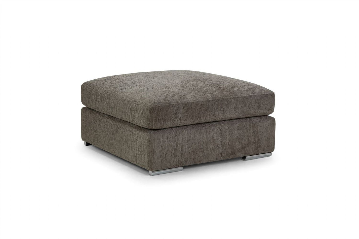 Mocha Grey Chenille Fabric Square Footstool