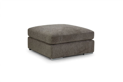 Mocha Grey Chenille Fabric Square Footstool