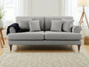 Grey Fabric 3 Seater Standard Back Sofa with Scrolled Arms