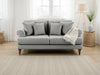 Grey Fabric 2 Seater Standard Back Sofa with Scrolled Arms