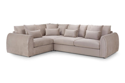 Mocha Velvet Large Corner Sofa Left Hand Facing