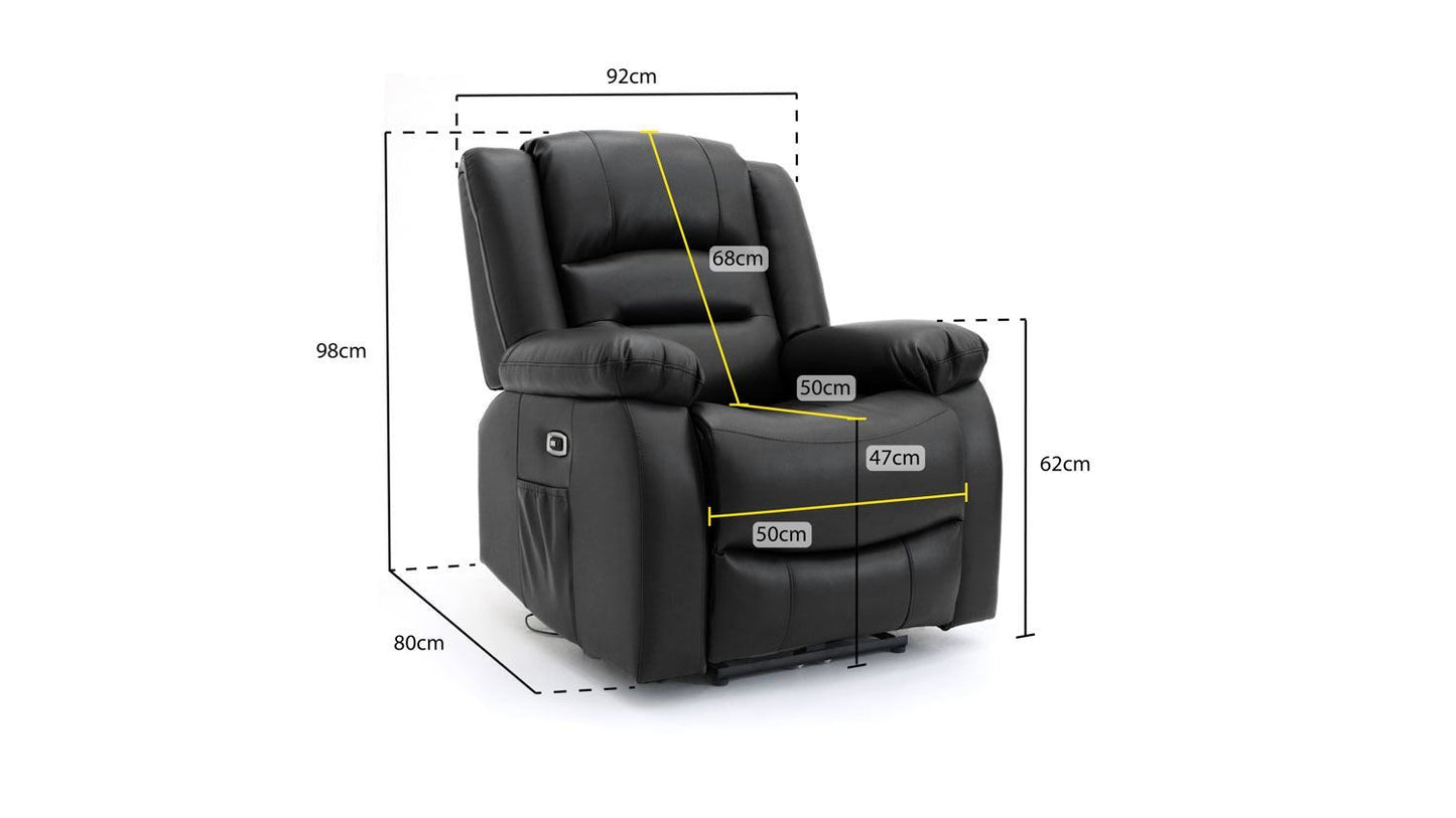 Black Leather Effect Electric Recliner Sofa Armchair
