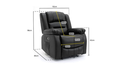 Black Leather Effect Electric Recliner Sofa Armchair