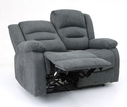 Graphite Leather Effect 2 Seater Electric Recliner with USB