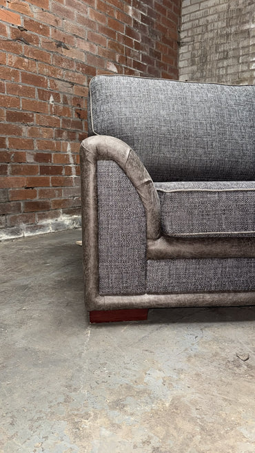 Grey & Brown 3-Seater Sofa Clearance