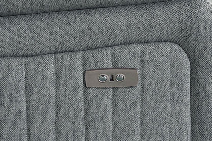 Grey Fabric Electric Recliner Armchair Pillow Top Arms