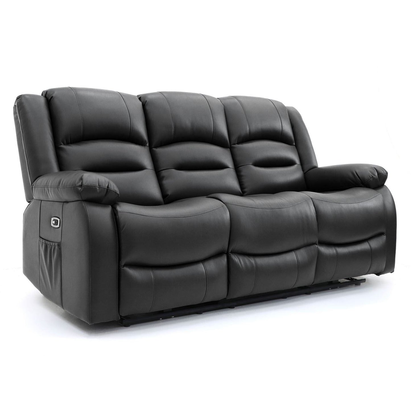 Black Leather Effect 3 Seater Electric Recliner Sofa