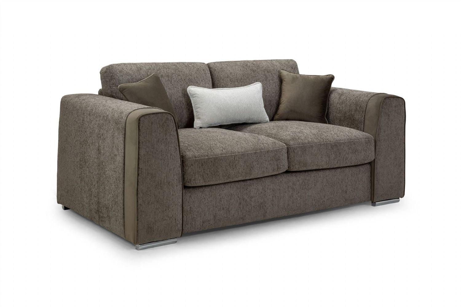 Mocha Chenille Fabric Standard Back 2 Seater Sofa