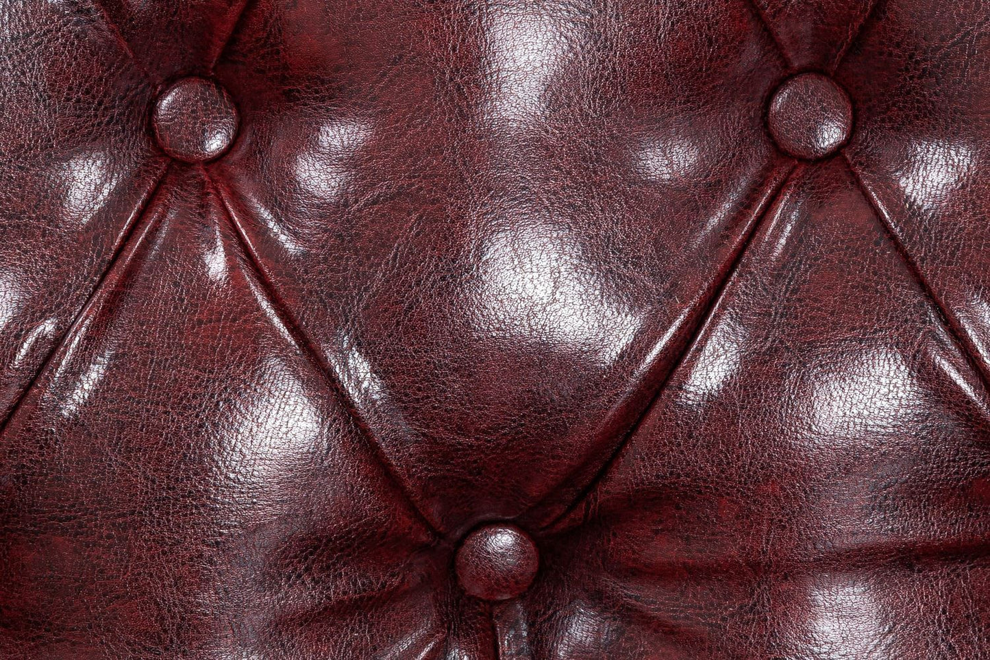 Oxblood Red Leather Buttoned 3 Seater Chesterfield Sofa